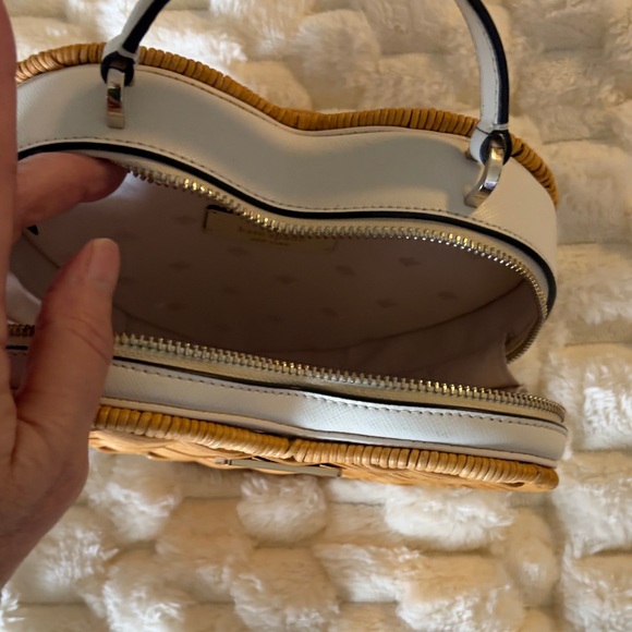 kate spade Wicker Heart Mini Top-Handle Bag in Natural Tan - Picture 2 of 5